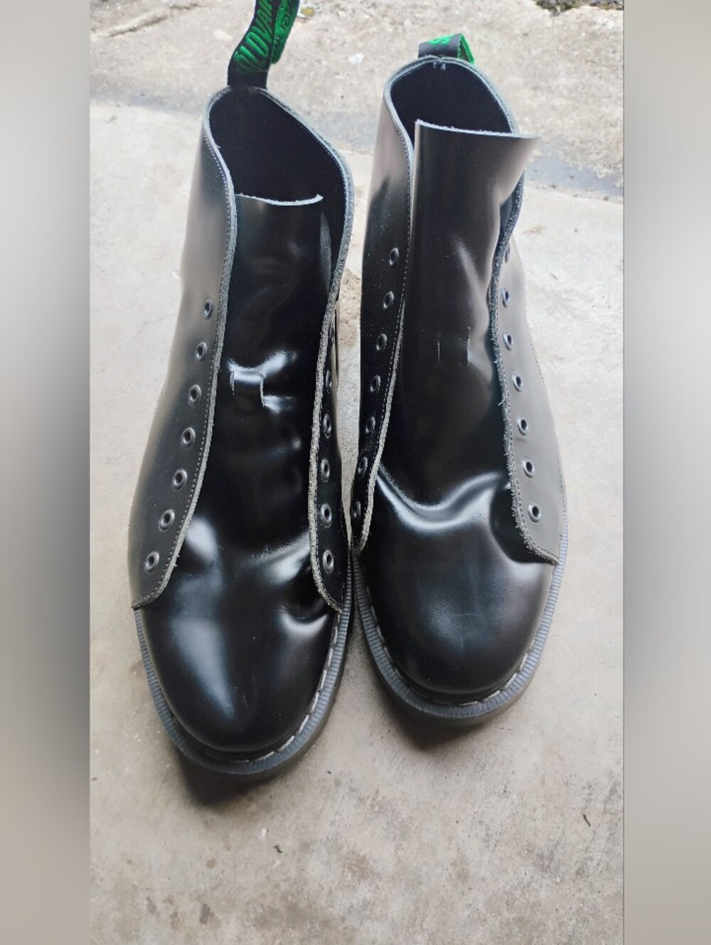 Solovair Black Hi Shine 7 Eye Boots Mens Size 13
